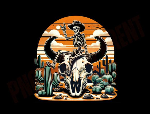 Download Cowboy Skeleton Bull Skull Desert Png - Premium Resources