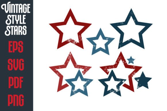 Download Vintage Style Patriotic Stars - Stars Collection