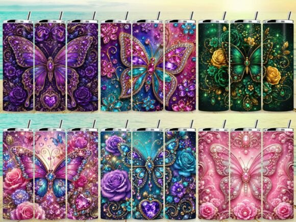 Download Butterfly Gem Floral Tumbler Wrap Bundle - Premium Bundle