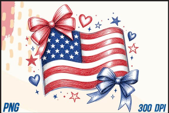 Download Patriotic Doodle with Bows and Stars PNG - Stars Collection